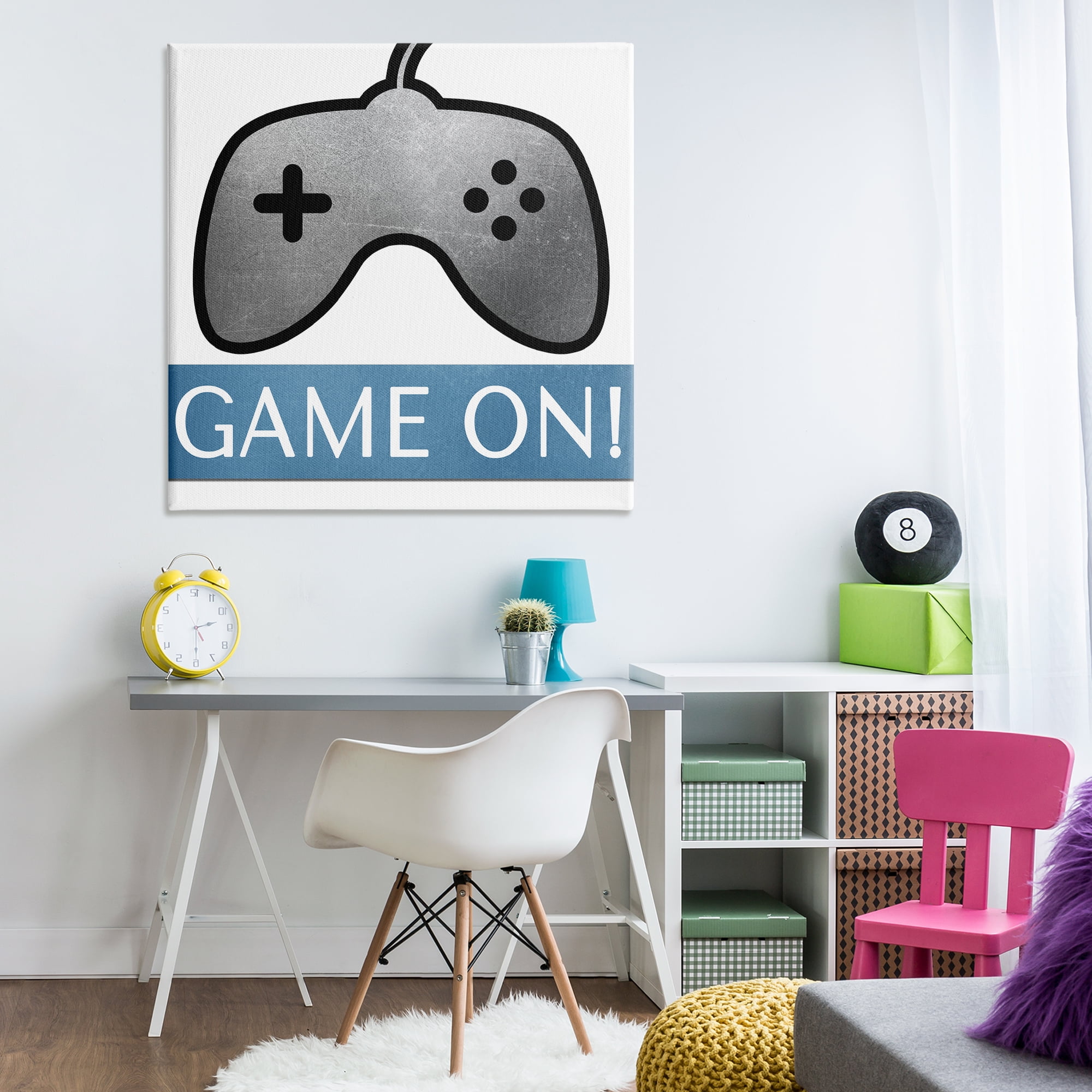 Stupell Industries Game On Controller Entertainment Painting Wrapped Canvas Art Print Wall Art, 36 x 36