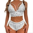 thumbnail image 1 of Eashery Sheer Lingerie For Women Women 2 Piece Satin Push Up Lingerie Set Bow Decor Matching Bra and Panty Sets White S, 1 of 5
