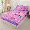 thumbnail image 2 of Erosebridal Pink Purple Glitter Butterfly Zipper Queen Comforter Set with Fitted Sheet and 2 Pillowcases,Shiny Sparkle Insect Zipper Bedding Set For Girls,Colorful Stars Reversible,4pcs, 2 of 7