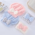 thumbnail image 6 of vnanda Women Shower Hat Coral Fleece Shower Hat with Sweet Bowknot Super Absorbent Soft Quick Dry Women Girls Curly Long Thick Wet Hair Drying Towel Wrap Hat, 6 of 8