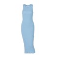 thumbnail image 2 of VISgogo Vestido de tubo de punto para mujer, Adultos Verano Sin mangas Color sólido Cuello redondo Una pieza VISgogo moda, 2 of 5