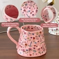 thumbnail image 3 of Taza de café Movlen, cerámica, flor rosa, 600 ml, para mujer, 3 of 7