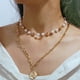 thumbnail image 1 of Collar para mujer, joyería para mujer, collar multicapa de perlas irregulares, cadena de clavícula, moda para mujer, 1 of 5