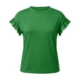 thumbnail image 6 of Dpjklzsn Women's Ruffle Flutter Sleeve Crew Neck Short Sleeve Top, Easy Fit Lightweight Ruffle Detail Everyday Shirt for Daily Wear, 6 of 6