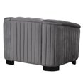 thumbnail image 4 of Accent Chair, Modern Velvet Single Sofa Chair with Button Tufted Backrest and Armrest, Upholstered Living Room Chair with Thick Removable Seat Cushion and Solid Wood Legs, Gray, 4 of 7