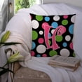 thumbnail image 3 of Letter H Initial Monogram - Polkadots and Pink Fabric Decorative Pillow, 3 of 4