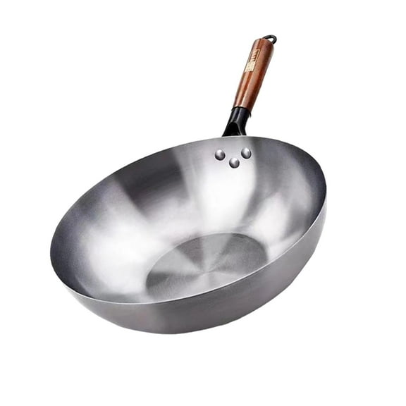 WeiLaiKeQi Nonstick Wok Cooking Pot Non Coating Wood Handle Non Stick Universal Wok Pan 34cm without ear