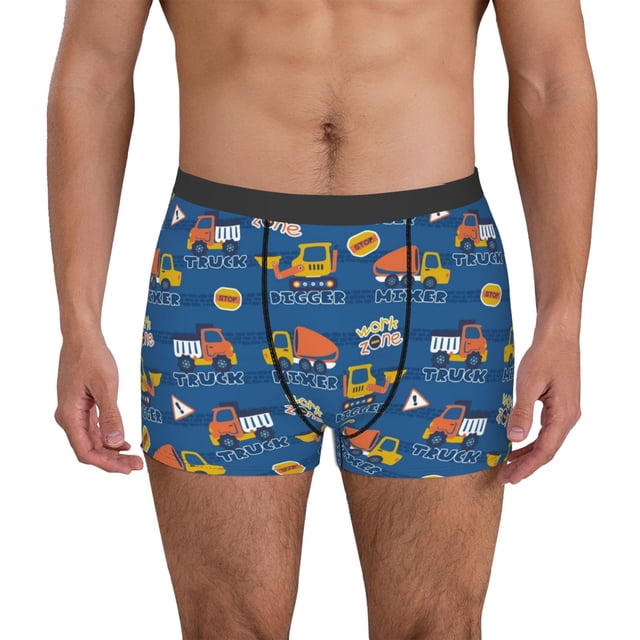 Fotbe Construction Vehicles Calzoncillos Tipo Boxer con Bolsa de Soporte Total para Hombre, X-Temp Fresco, Transpirable y de Secado Rápido-Medium