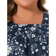 thumbnail image 5 of DARING DIVA  Women's Plus Floral Square Neck Blouse 2X Navy Blue, 5 of 6
