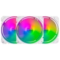 thumbnail image 1 of Kit 3 Ventiladores Gamer Balam Rush EOLOX BLAZE EX70KW 120mm ARGB Diseño Cuadrado Rainbow 1200RPM Blanco 3 Pin Controladora BR-937979, 1 of 6