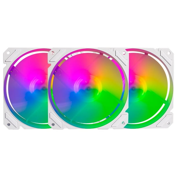 Kit 3 Ventiladores Gamer Balam Rush EOLOX BLAZE EX70KW 120mm ARGB Diseño Cuadrado Rainbow 1200RPM Blanco 3 Pin Controladora BR-937979