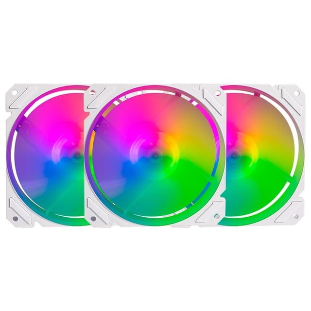 Kit 3 Ventiladores Gamer Balam Rush EOLOX BLAZE EX70KW 120mm ARGB Diseño Cuadrado Rainbow 1200RPM Blanco 3 Pin Controladora BR-937979