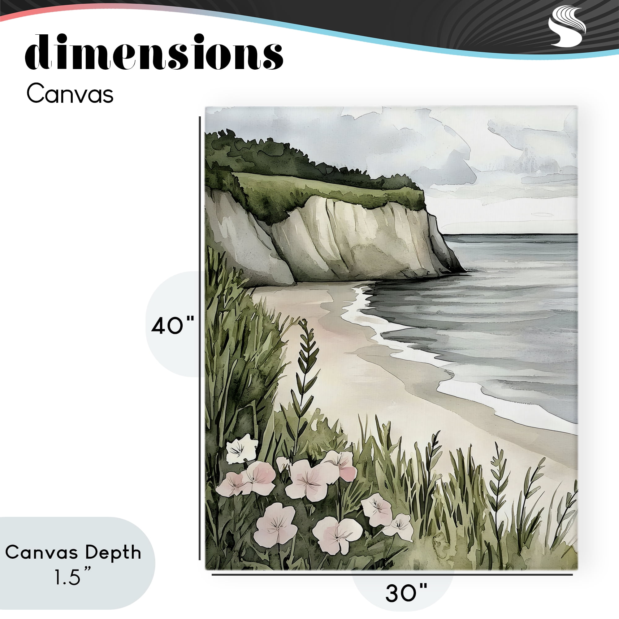 Stupell Industries Coastal Calm with Floral Blooms Canvas Wall Art, design by Riley B