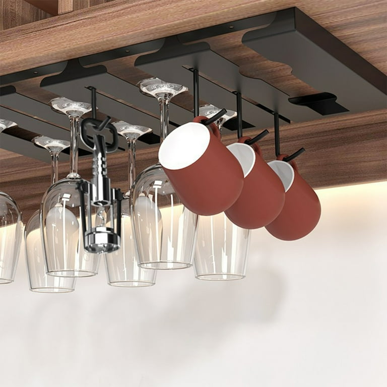 Wine Glass Holder Under Shelf Stemware Goblet Hanger Metal Organizer Nails Installation