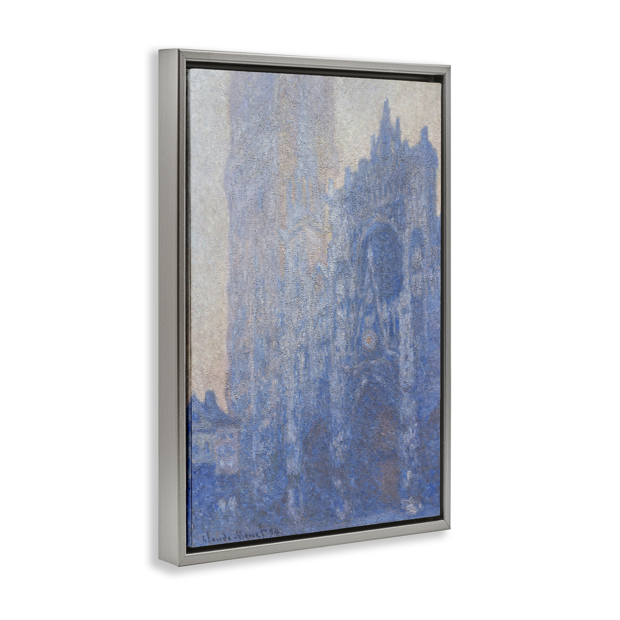 Stupell Industries Classic Cathedral Façade Buildings & Architecture Painting Gray Floater Framed Canvas Art Print Wall Art, 17 x 25