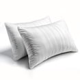 thumbnail image 1 of Hotel Grand - Almohadas de plumón de plumas suaves, tamaño king, juego de 2 paquetes de almohadas de cama de tela 100% algodón con tiras blancas para personas que duermen en todas las posiciones, 36 x, 1 of 4