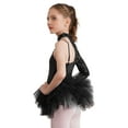 thumbnail image 2 of Sinleey Robe Justaucorps Ballet à Sequins pour Filles Manches Asymétriques Jazz Latin Moderne Salsa Rumba Samba Robe de Danse Noire 16, 2 of 7