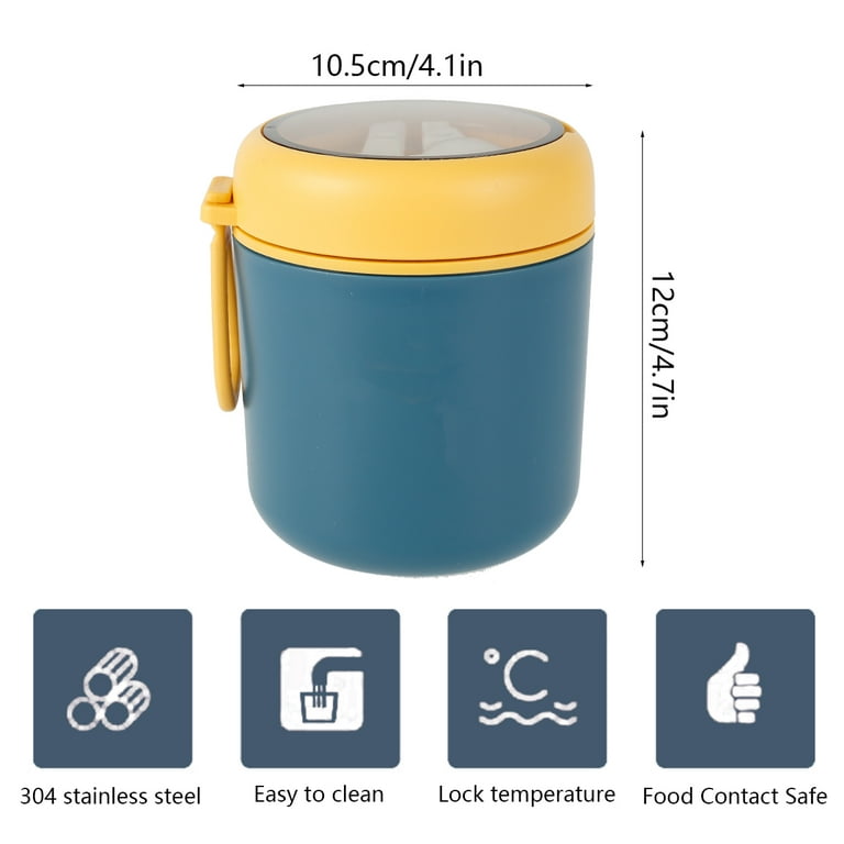 BOENLE Brown Polka Dot Square Thermos for Hot Food Vacuum Insulated Food  Jar with Folding Spoon Lunch Box Deli Containers
