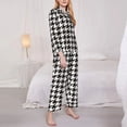 thumbnail image 3 of Haiem Houndstooth Black And White Pattern Women’s Long-sleeve Sleepwear,Sleepwear Set,2-piece Loungewear Set,Soft PJs Comfy Nightwear with Pockets-X-Large, 3 of 7