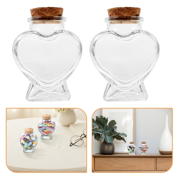 12pcs Tiny Heart-Shaped Glass Wishing Bottle with Cork Lid Empty Crystal Vials for DIY Art Crafts Candy Party Favor Keepsake