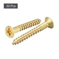 thumbnail image 3 of Tornillos de Madera de Latón Uxcell M4x30mm, Conector Autoperforante de Cabeza Plana Phillips Paquete de 30, 3 of 5