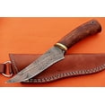 thumbnail image 3 of 9" trailing point blood groove blade skinning knife, Walnut wood, Leather sheath, 3 of 10