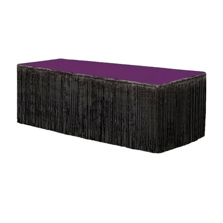 - Fringe Table Skirt Black 9 ft x 29 inches Pkg/3