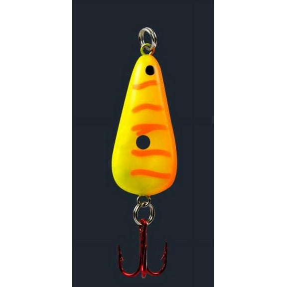 Lindy Glow Spoon Fishing Lure Ice Spoon Red Fire Tiger 1/8 oz.
