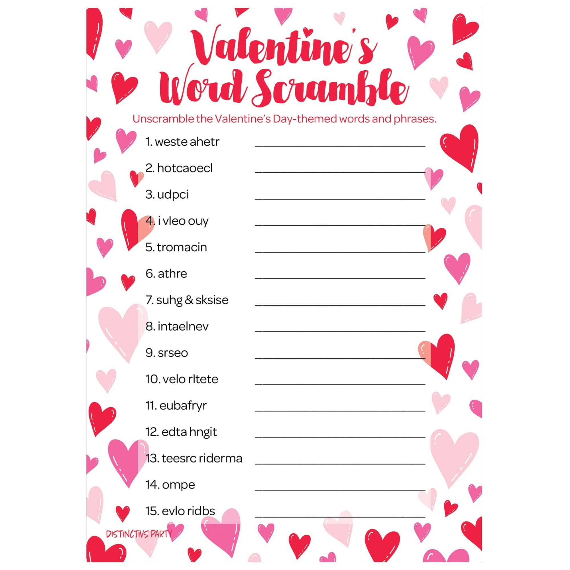 Valentine Games and Party Supplies 30 Player Cards Indoor Party Activity Icebreaker Valentine's Party How Many Kisses Guessing Game