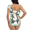 thumbnail image 5 of Zufioo Cute Raccoon Print One-shoulder Ruffled One-piece Swimsuit, High Elastic Integrated Removable Chest Pad Swimsuit Suitable for Beach, Pool and Vacation-Medium, 5 of 6