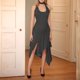 thumbnail image 1 of WILLBEST Vestido De Lino Para Mujer, Vestido Vintage Con Estampado De Leopardo Para Mujer, Cuello Sin Espalda, Diseño Irregular, Vestido Midi Con Tirantes Finos, 1 of 3