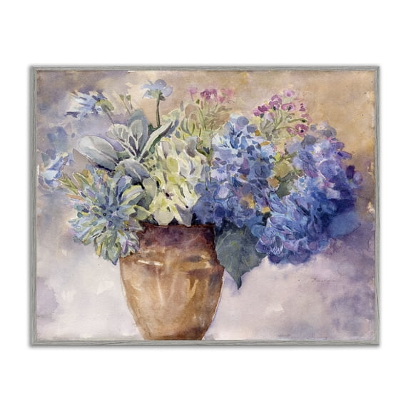 Stupell Industries French Country Purple Hydrangea Gray Framed Giclee Art, 20 x 16, by Evelia Designs