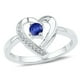 Ladies Lab Created Blue Sapphire 1/4 Carat (ctw) Bague de Promesse de Coeur en Argent Sterling – image 1 sur 1