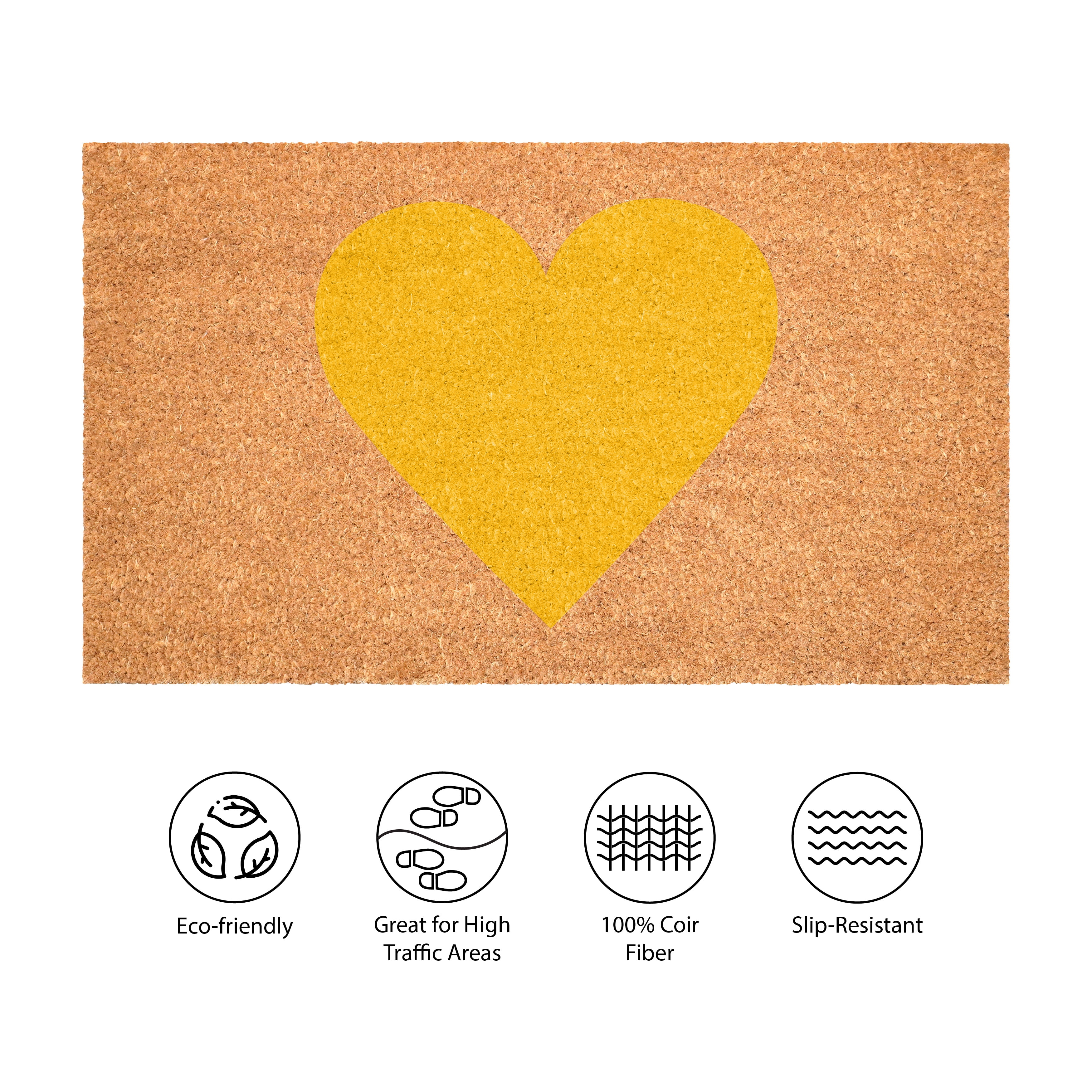 Calloway Mills 106792436 Yellow Heart Doormat, 24 x 36 in.