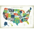 thumbnail image 2 of Mullan, Michael 32x23 White Modern Wood Framed Museum Art Print Titled - Letterpress USA Map, 2 of 4