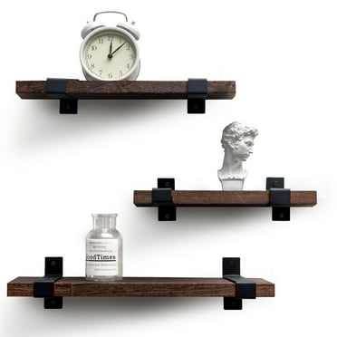 Lavievert Floating Shelves Wall Mounted, Rustic Wood Wall Storage Shelves for Bedroom, Living Room, Bathroom, Kitchen, Office - Set of 3