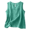 thumbnail image 6 of idosla Cotton Linen Tank Tops for Womens Comfy Lounge Wear Summer Sleeveless Crewneck Shirt Casual Blouse Loose Fit Cami (Mint Green, S), 6 of 7