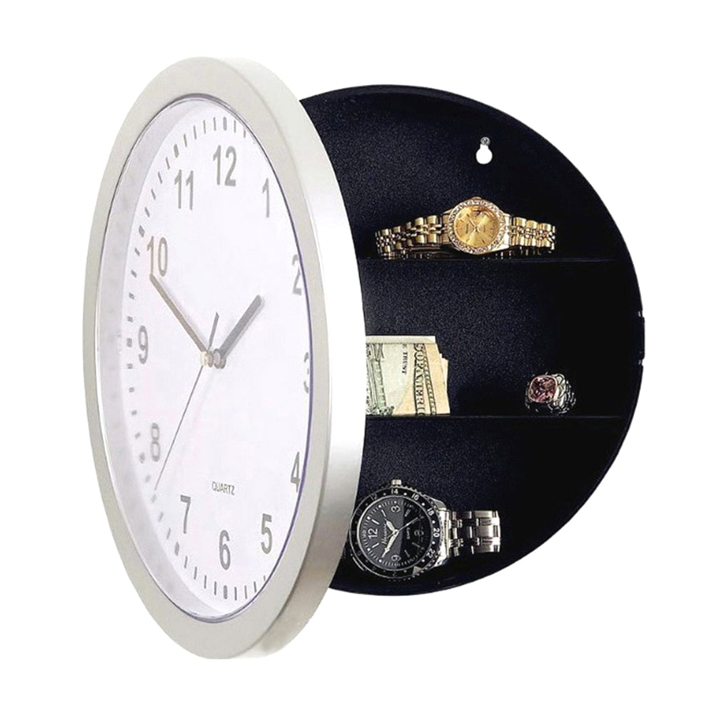 Round Wall Clock Safe Box Home Multifunctional Analog Clock with Secret