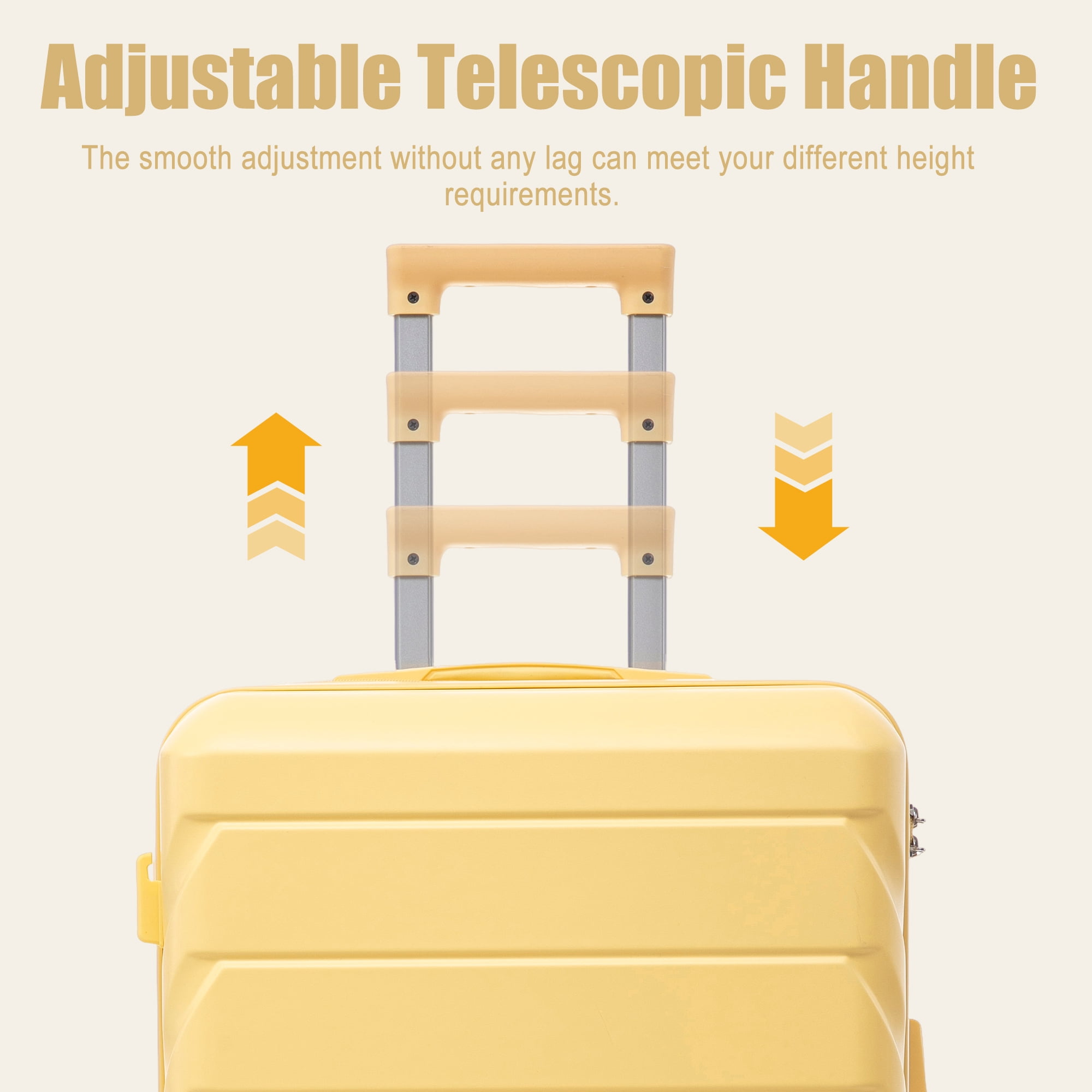28 Inch ABS Hard Shell Large Travel Checked Luggage (Yellow)