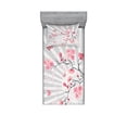 thumbnail image 2 of Nature Bedding Set with Sheet & Covers, Cherry Blooming Butterflies on Stripes Sun Rays Curvy Lines Ornamental Artwork, Printed Bedroom Decor 2 Shams, 4 Sizes, Pale Grey Pink, by Ambesonne, 2 of 3