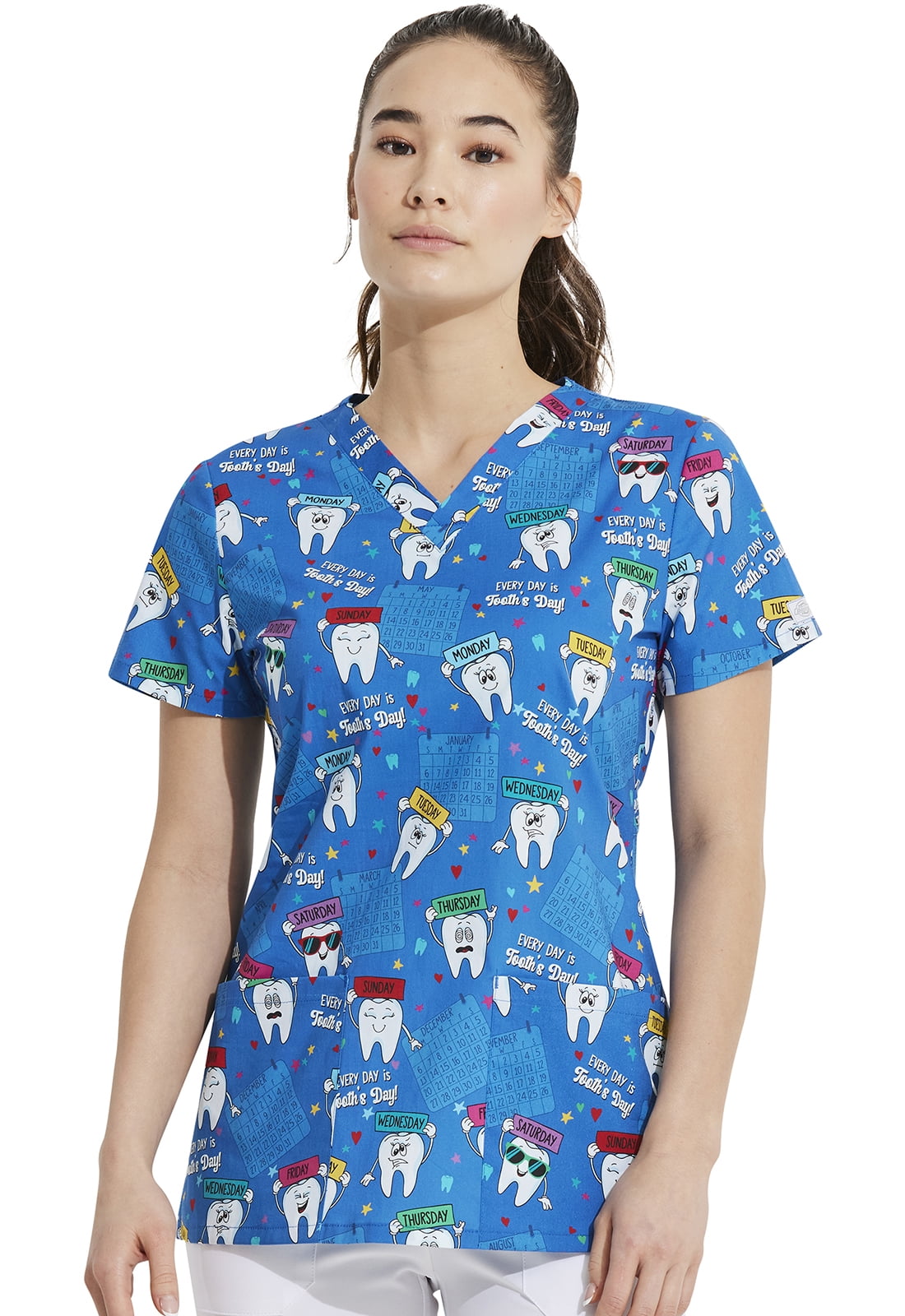 Dickies EDS Scrubs Top For Women VNeck Print DK704