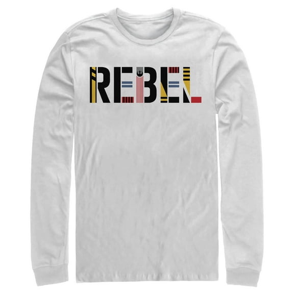 Men's Star Wars: The Rise of Skywalker Rebel Text Long Sleeve Shirt White Medium