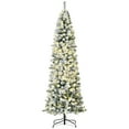 thumbnail image 1 of HOMCOM 7.5FT Prelit Snow Flocked Christmas Tree w/ Light, Xmas Decor Green, 1 of 10