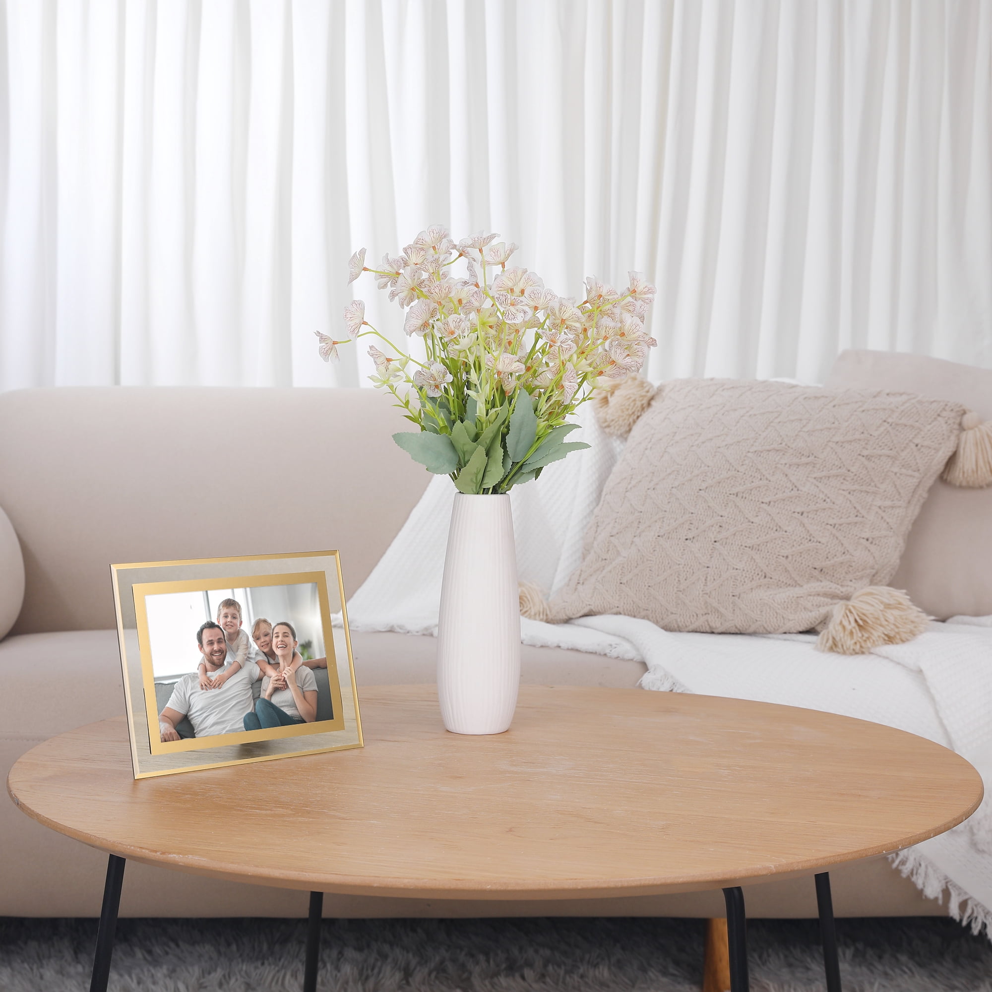 Unique Bargains Glass Picture Frame for Tabletop Display for Classy Home Decor Gold -2Pcs 5x7