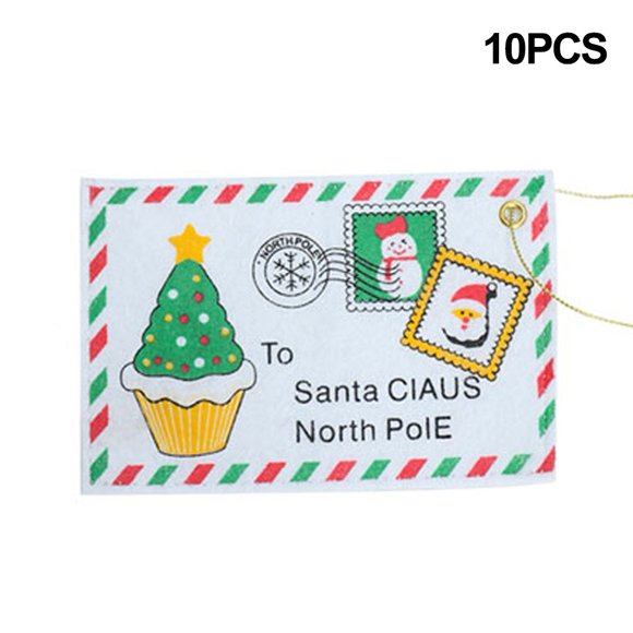 10Pcs Christmas Envelope Santa Card Bag Christmas Tree Ornaments