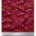 thumbnail image 1 of Soimoi Red Poly Georgette Fabric Text & Bulb Home Decor Print Fabric by the Yard 42 Inch Wide, 1 of 5