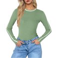 thumbnail image 1 of JGGSPWM Chandails Chemisiers d'Automne pour Femmes Couleur Unie Manches Longues Col Rond Bouton Extensible Tenue de Bureau Décontractée Hauts de Travail Vert P, 1 of 4