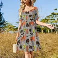 thumbnail image 4 of Vestido de manga corta con flores infinitas, vestidos de cóctel, vestido vintage de verano, vestidos de noche para mujer, 4 of 7