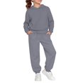thumbnail image 2 of UACY Girls Boys Sweatsuit Tracksuit Toddler Kids 2 Piece Outfits Crewneck Pullover Sweatshirts Jogger Sweatpants Sweat Set, 2 of 6