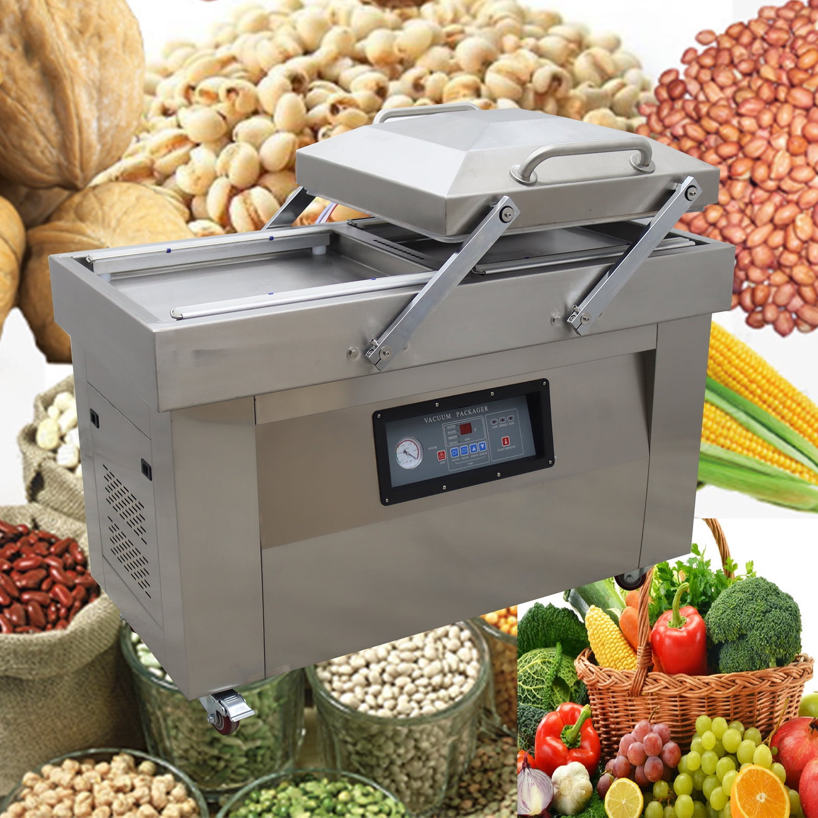 19.7 Inch Two Chamber Vacuum Packaging Sealing Machine Food Vacuum Sealer for Meat Fruits Vegetables 110V